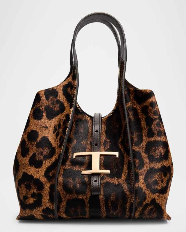 Animal-Print Calf Hair Shopping Tote Bag